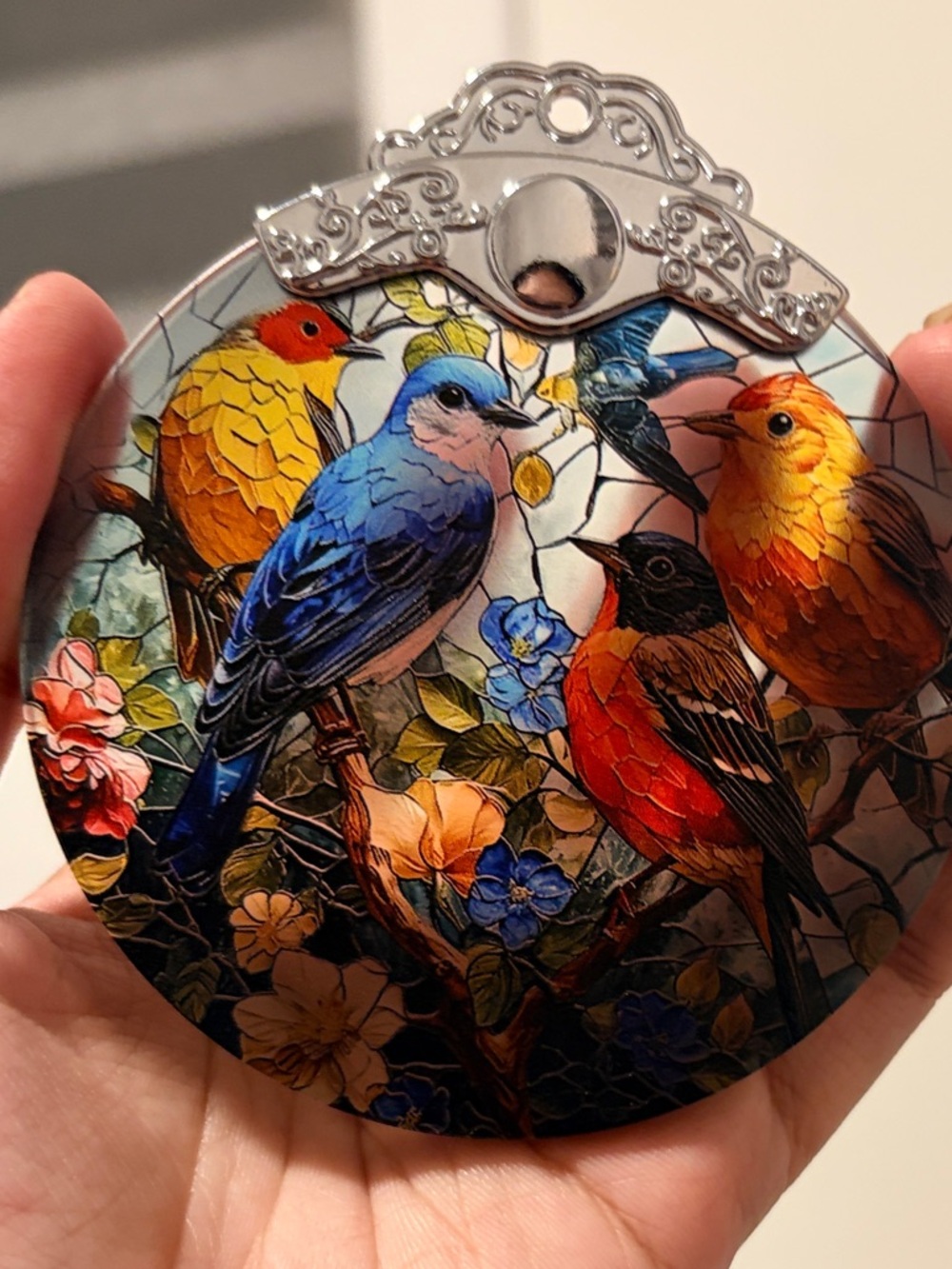 Fierce Dragon Stained Glass Style Ceramic Ornament. - Picture 3 of 4